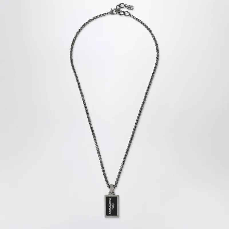 Logo Necklace In Brass With Ruthenium Finish made by Dolce & Gabanna
