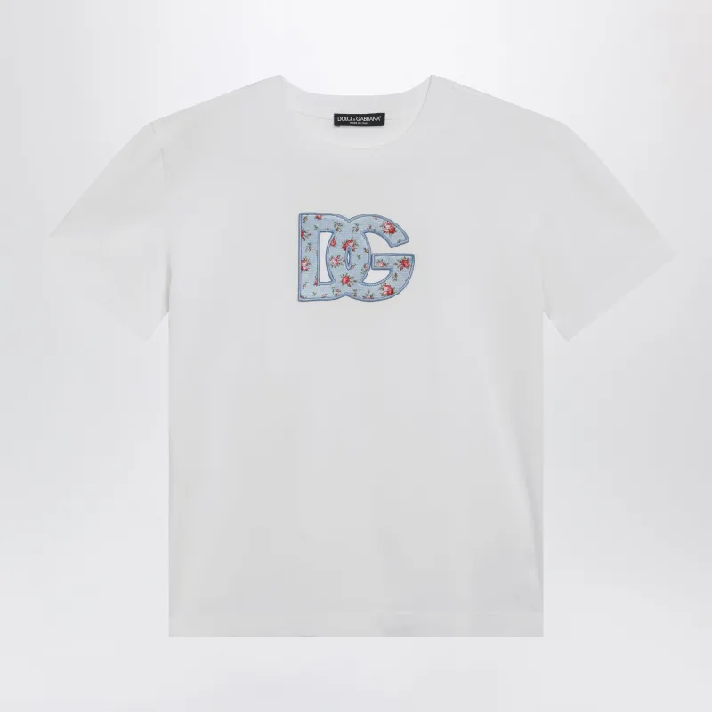 Cotton Jersey T-Shirt With Dg Patch Print, Optic White made by Dolce & Gabanna