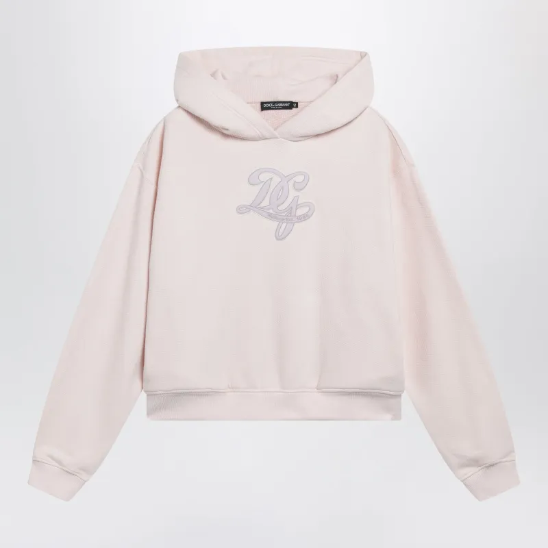 Embroidered Hoodie In Pink Cotton Blend made by Dolce & Gabanna