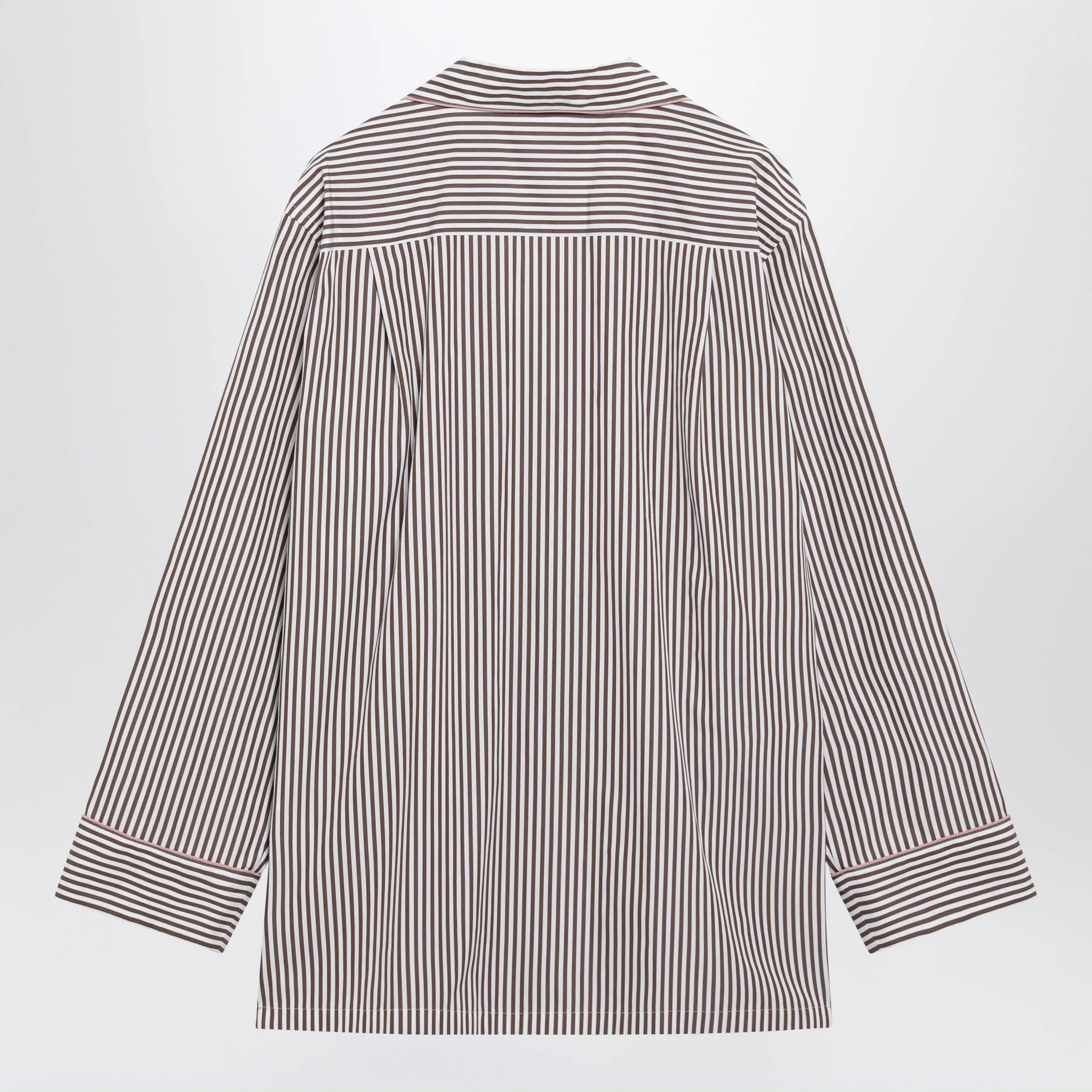 Brown Striped Cotton Shirt With Revere Collar sold by Wanan Luxury product image thumbnail 2