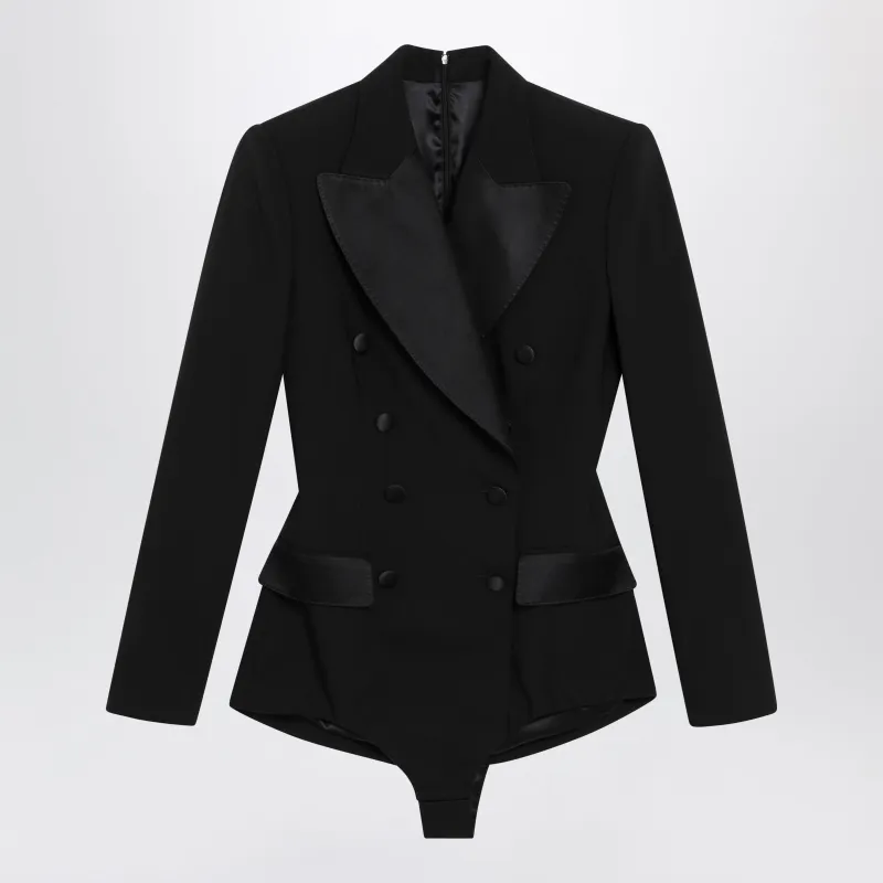 Double-Breasted Tuxedo Bodysuit Jacket In Black Wool made by Dolce & Gabanna