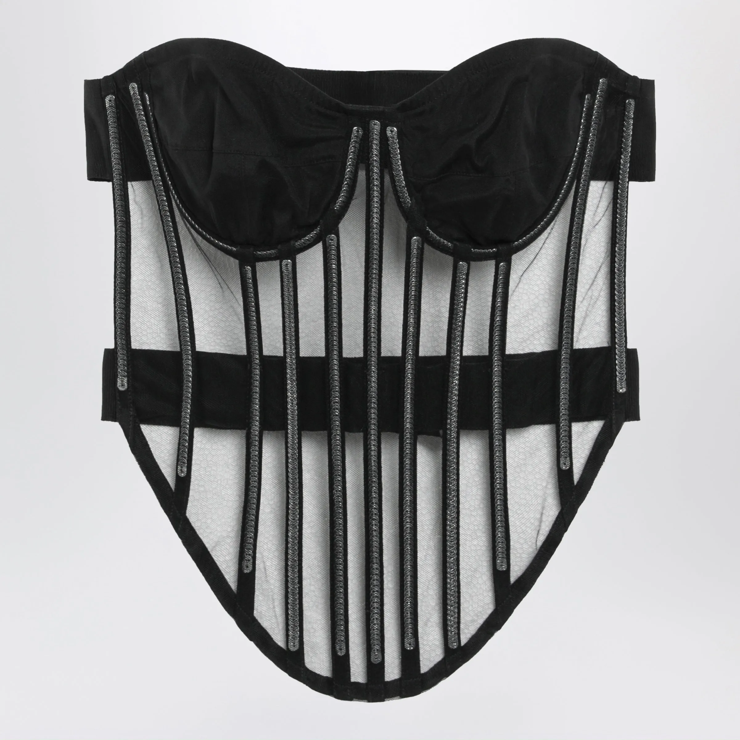 Black Corset Embellished With Tulle sold by Wanan Luxury