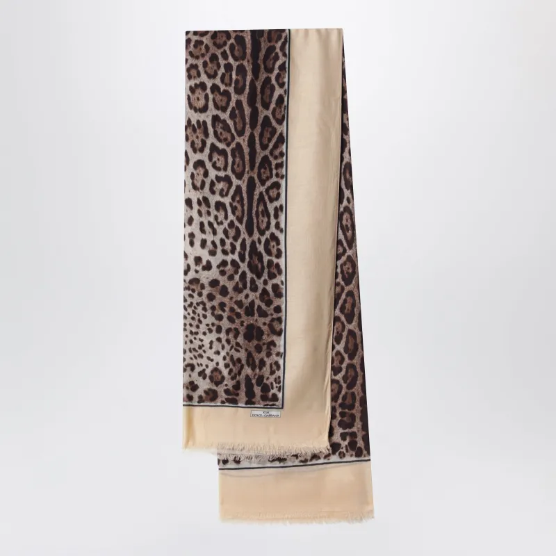 Kim Leopard-Print Modal And Cashmere Scarf, Nude made by Dolce & Gabanna