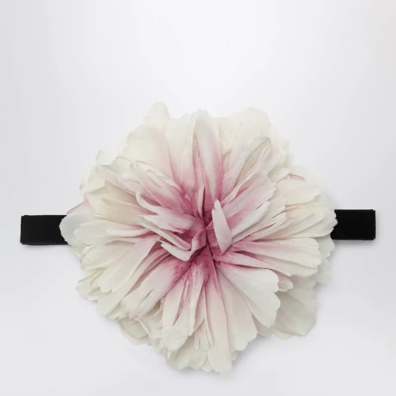 Choker With Maxi Ivory/Pink Flower made by Dolce & Gabanna
