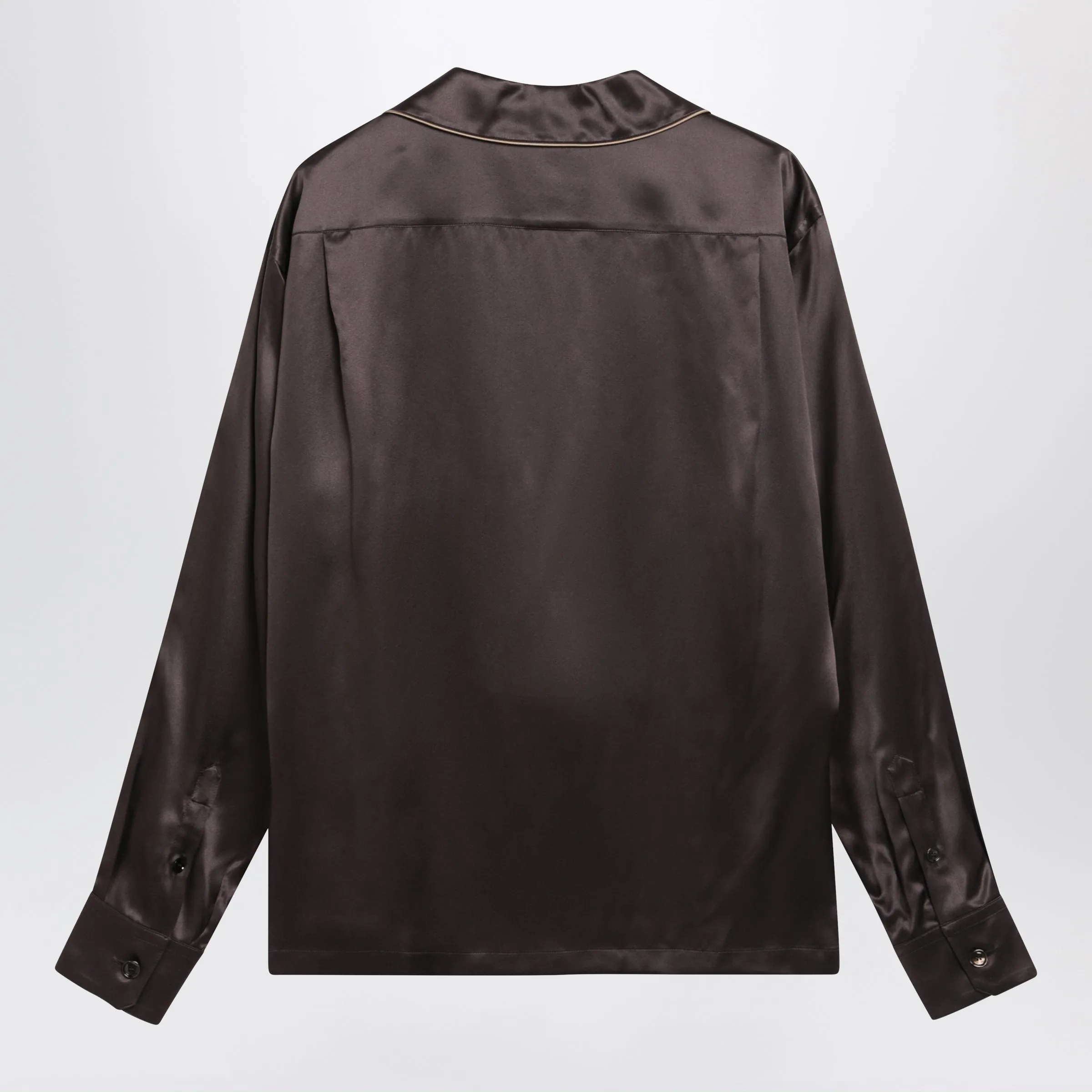 Vanity Silk Shirt With Embroidered Logo In Brown/Grey sold by Wanan Luxury product image thumbnail 2