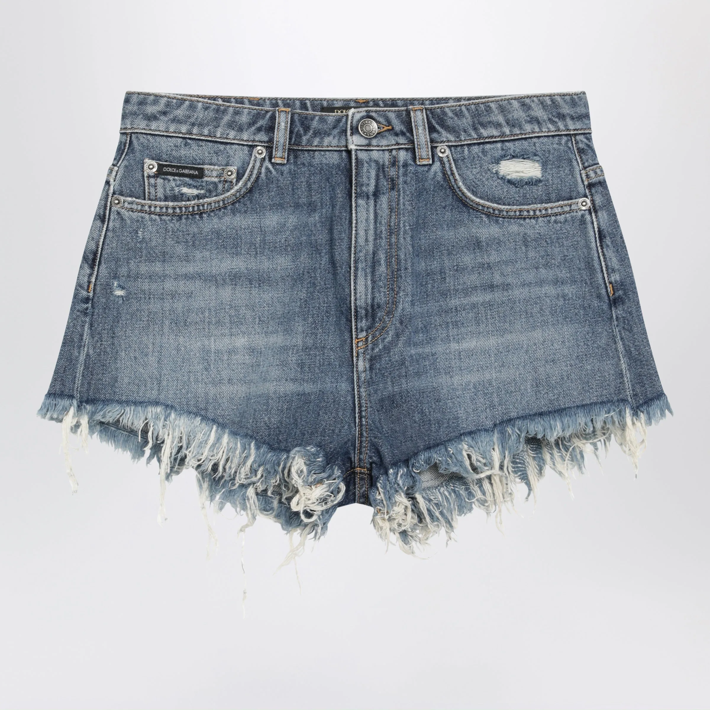 Multicolour Cotton Denim Shorts sold by Wanan Luxury