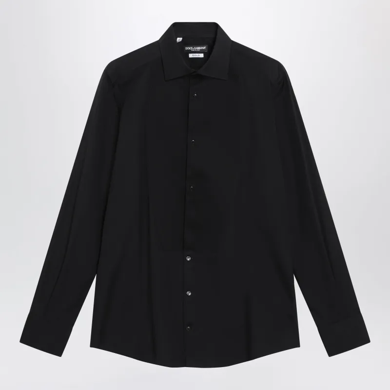 Gold-Fit Tuxedo Shirt In Cotton Poplin, Black made by Dolce & Gabanna