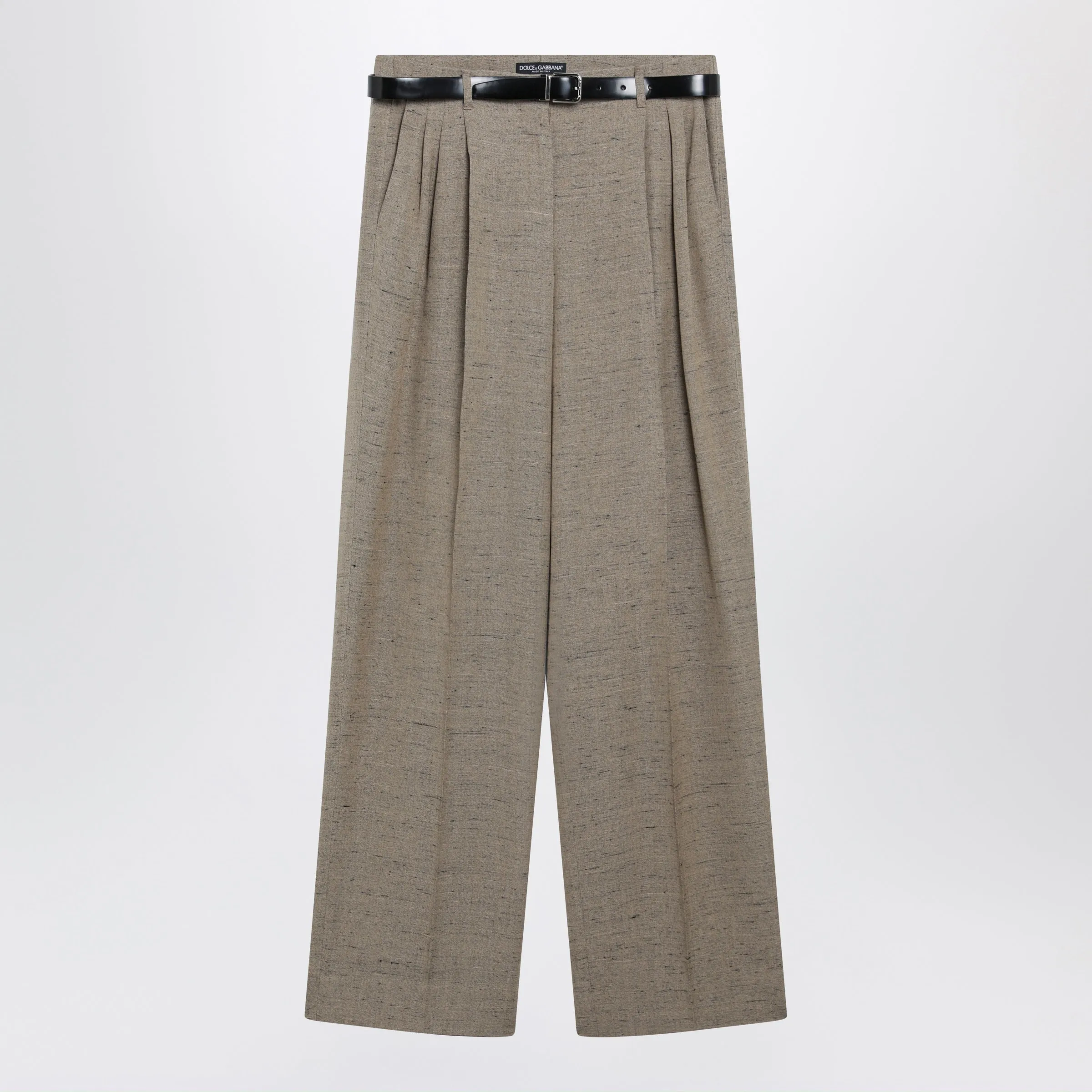 Tweed-Effect Viscose And Linen Trousers In Beige/White sold by Wanan Luxury