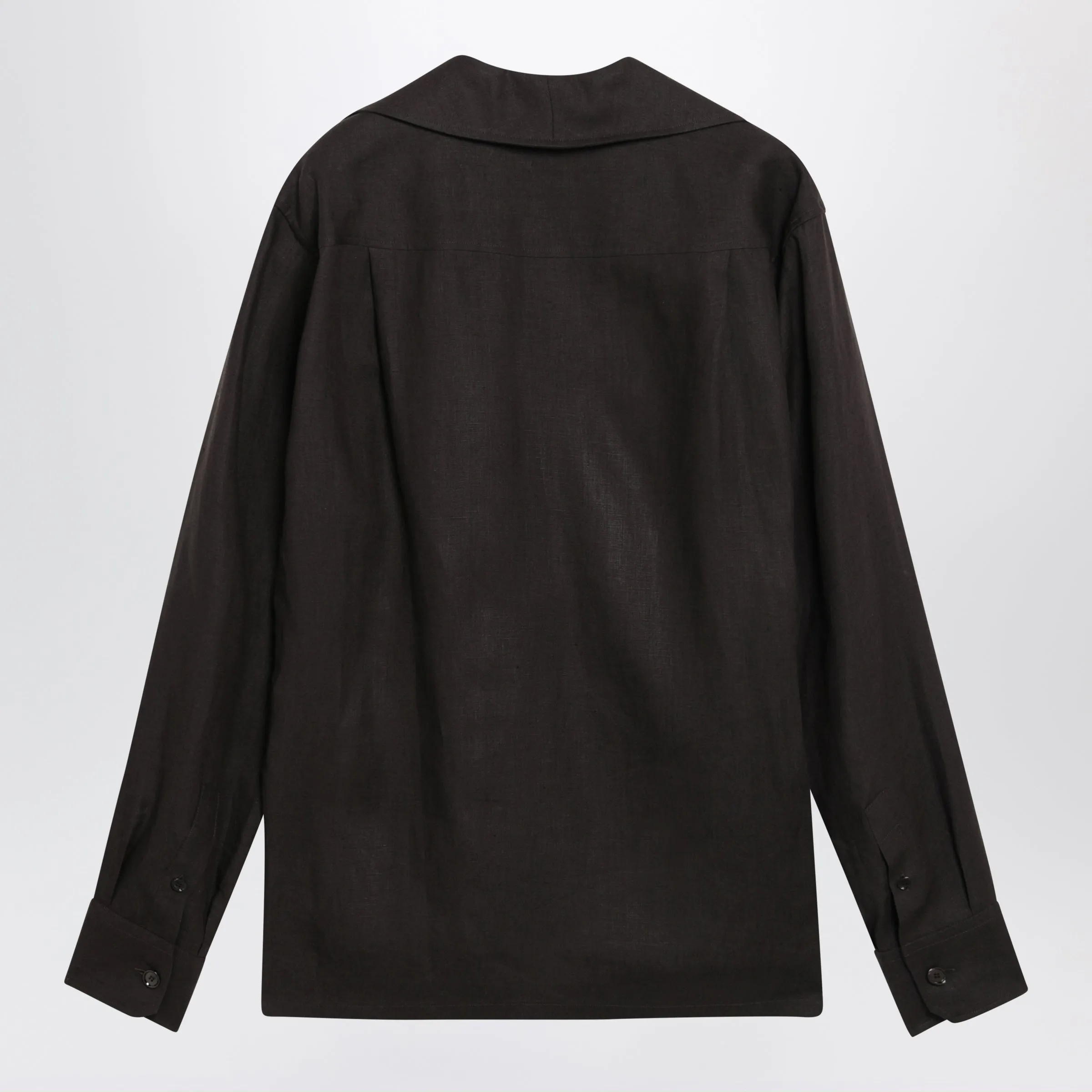 Three-Button Long-Sleeve Linen Shirt In Brown sold by Wanan Luxury product image thumbnail 2