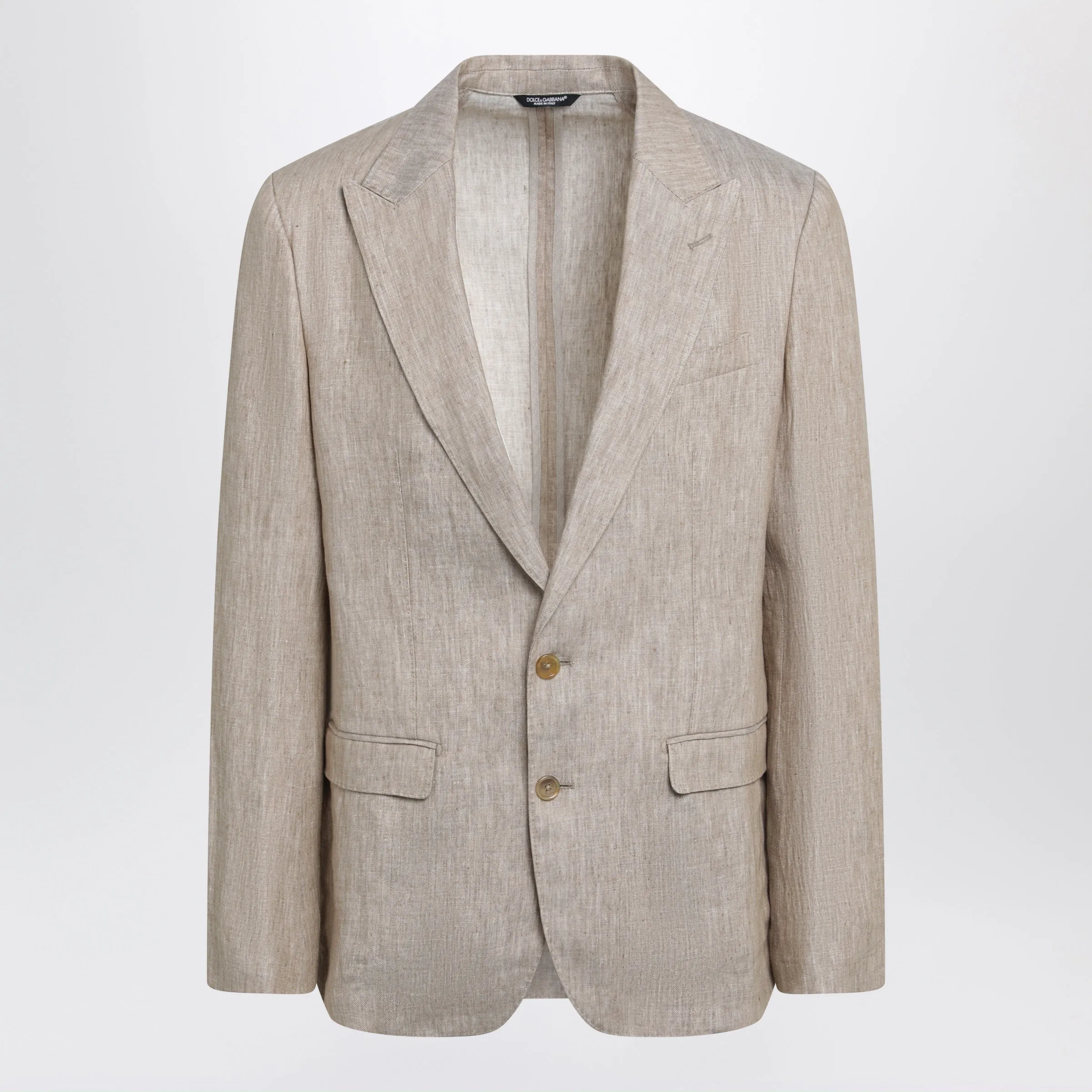 Taormina Single-Breasted Linen Jacket In Melange Beige/White sold by Wanan Luxury