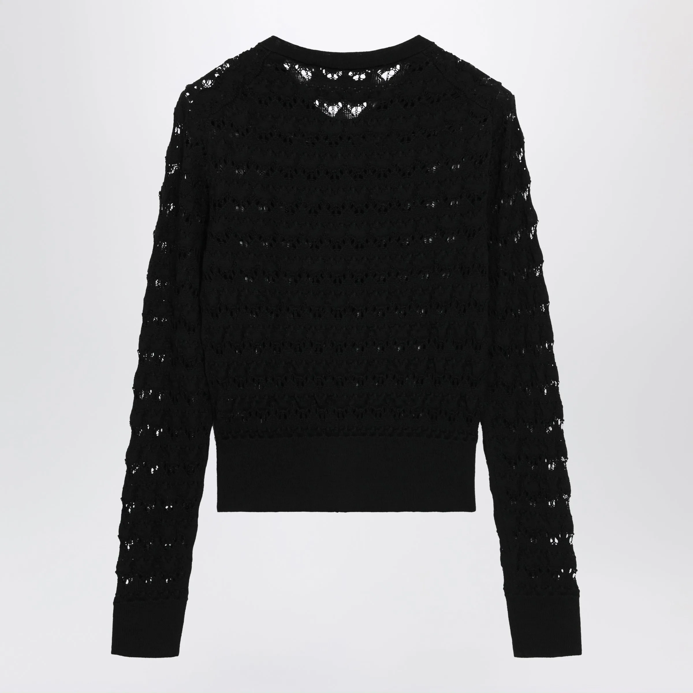 Openwork Knit Cardigan In Virgin Wool, Black sold by Wanan Luxury product image thumbnail 2