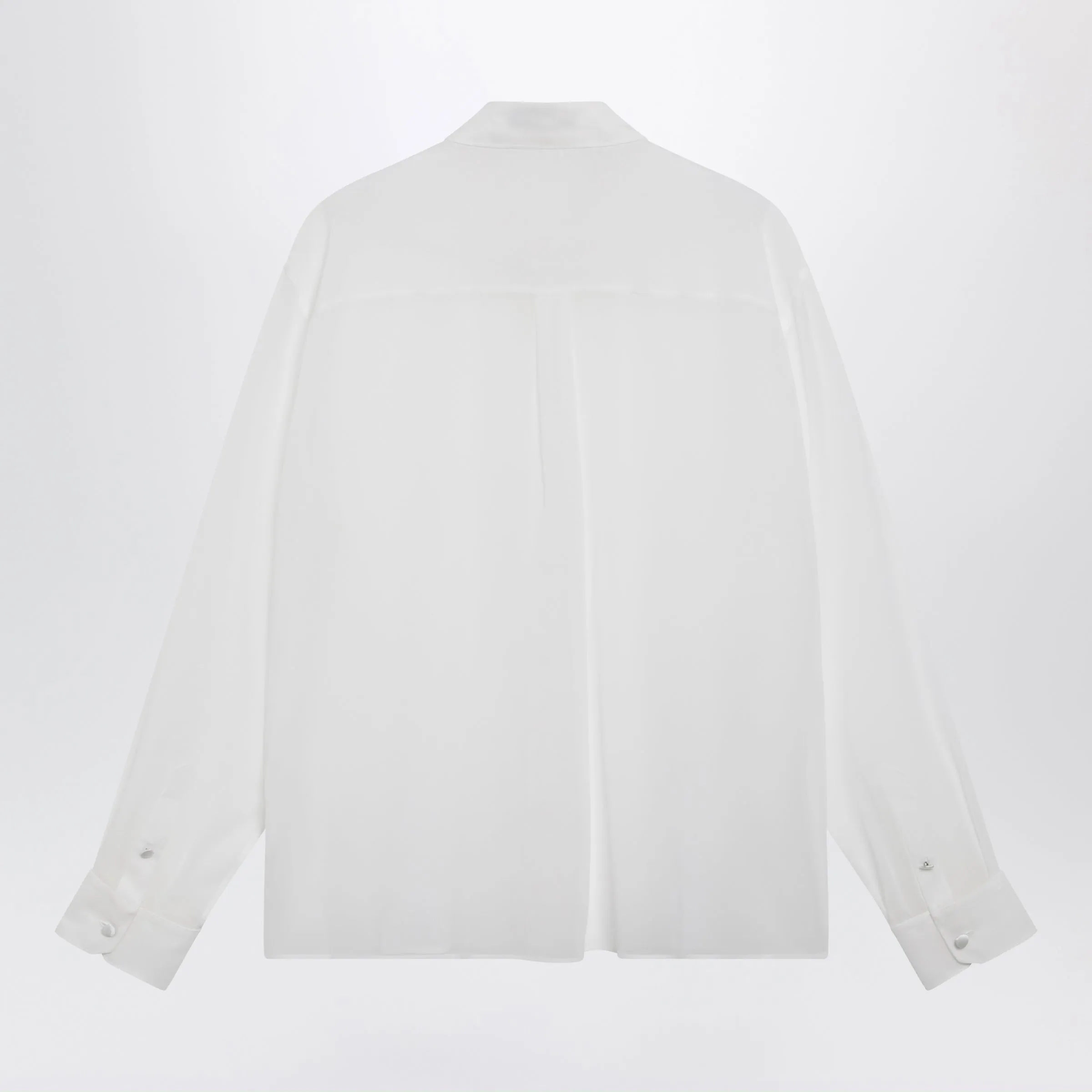 Oversized Silk Georgette Shirt In Optical White sold by Wanan Luxury product image thumbnail 2