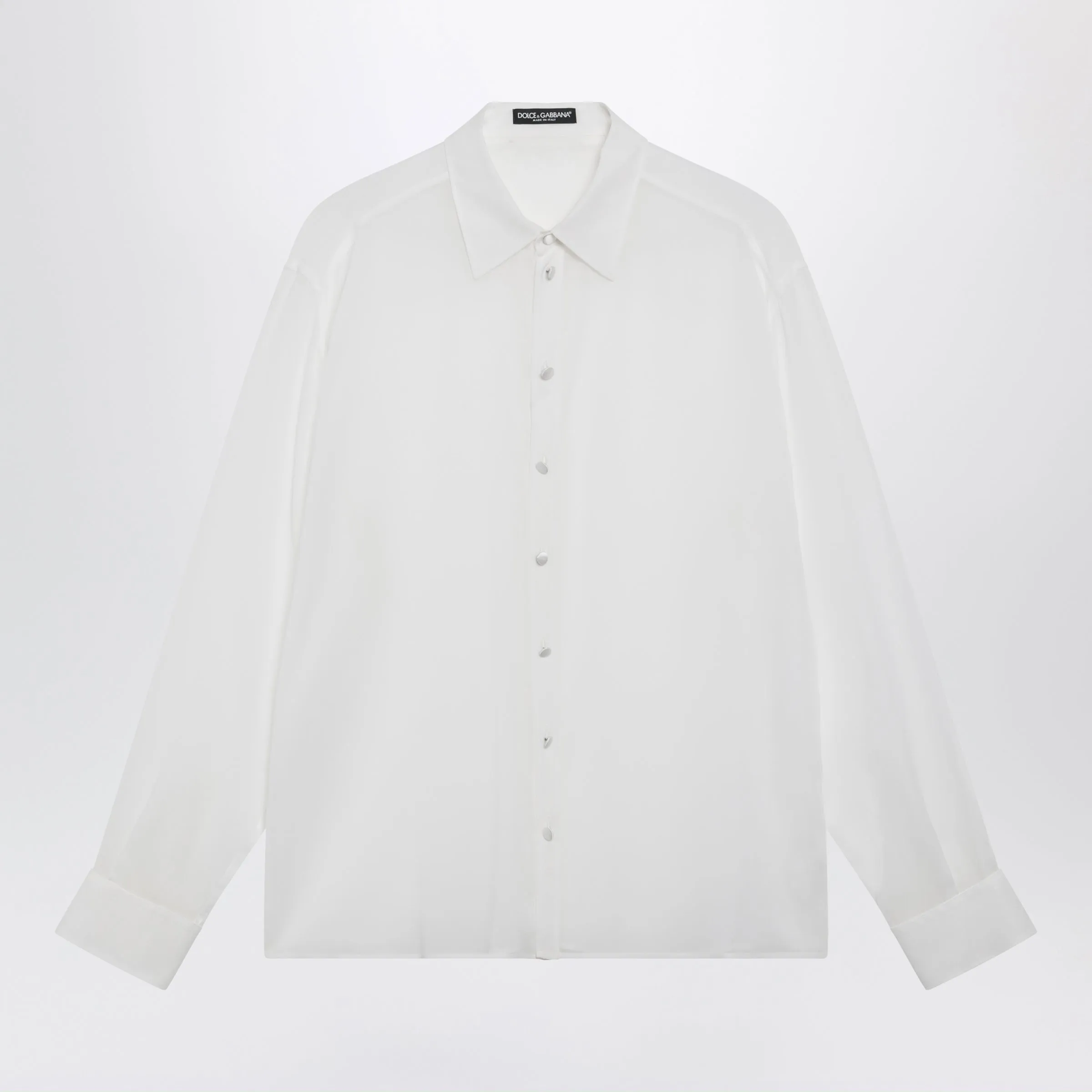 Oversized Silk Georgette Shirt In Optical White sold by Wanan Luxury