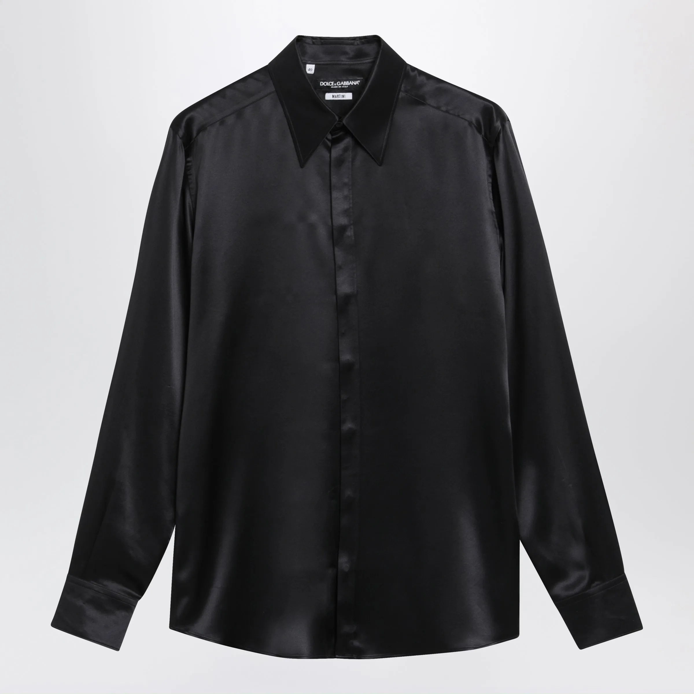 Martini Silk Satin Shirt In Black sold by Wanan Luxury