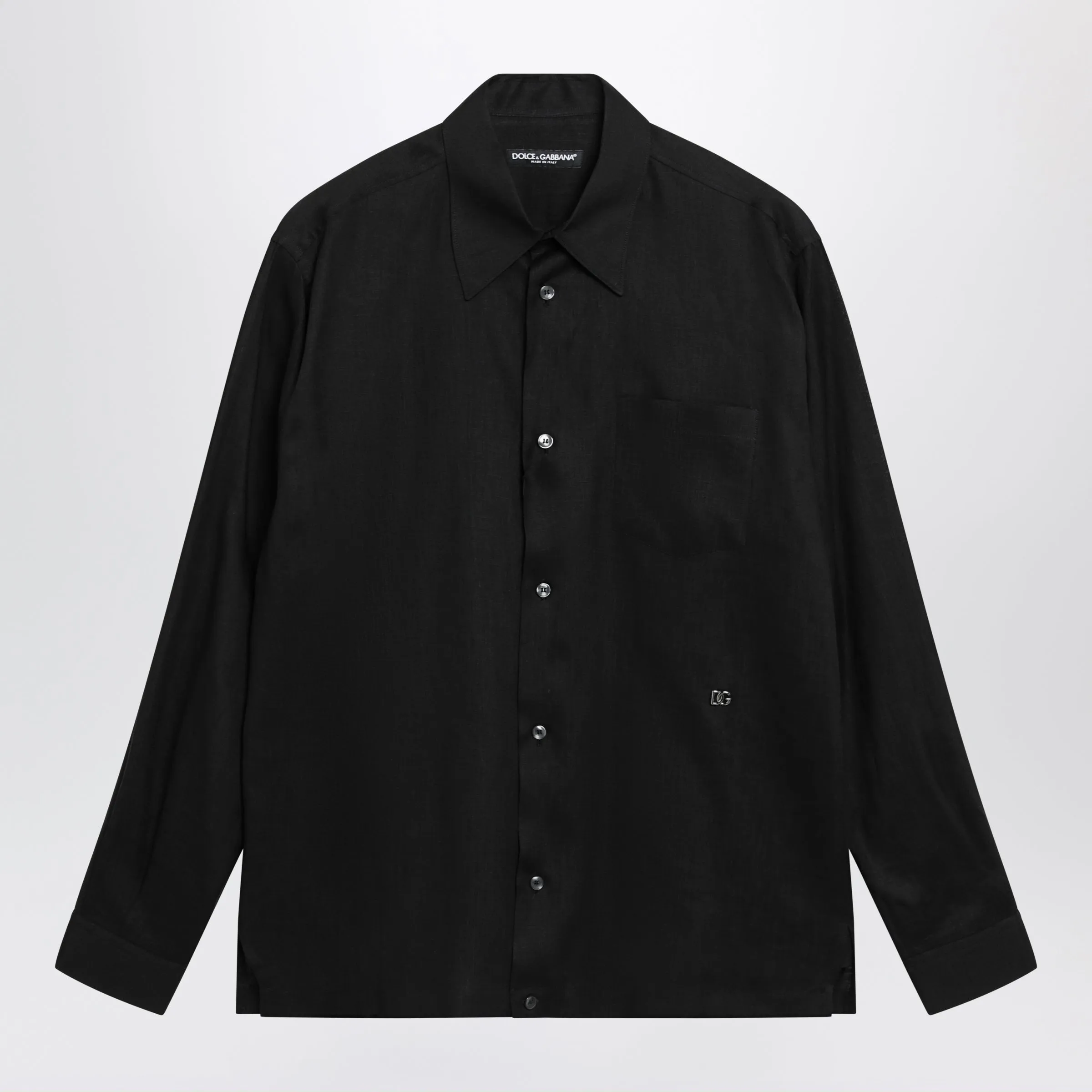 Hawaii-Fit Linen Shirt With Dg Hardware In Black sold by Wanan Luxury