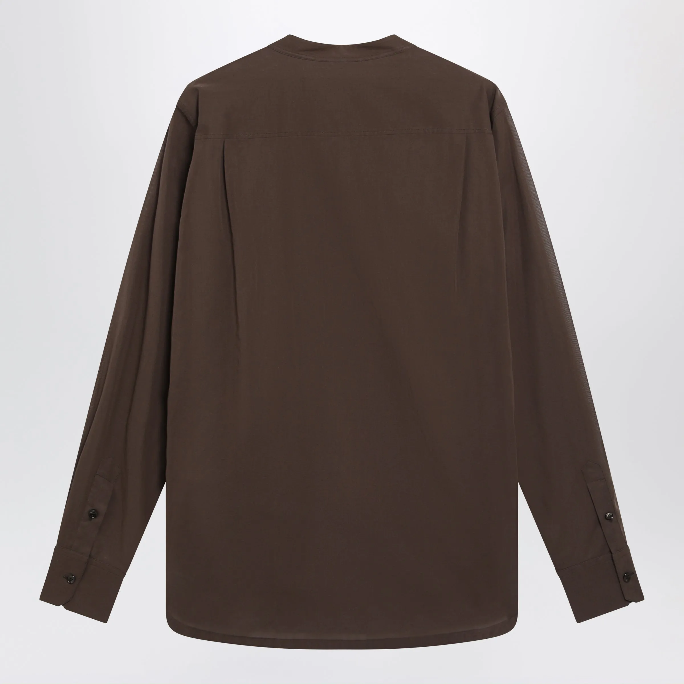 Brown Cotton Canvas Mandarin-Collar Shirt sold by Wanan Luxury product image thumbnail 2