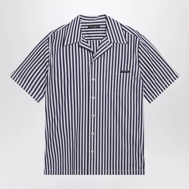 Hawaii Collar Striped Poplin Shirt In Multicolor made by Dolce & Gabanna