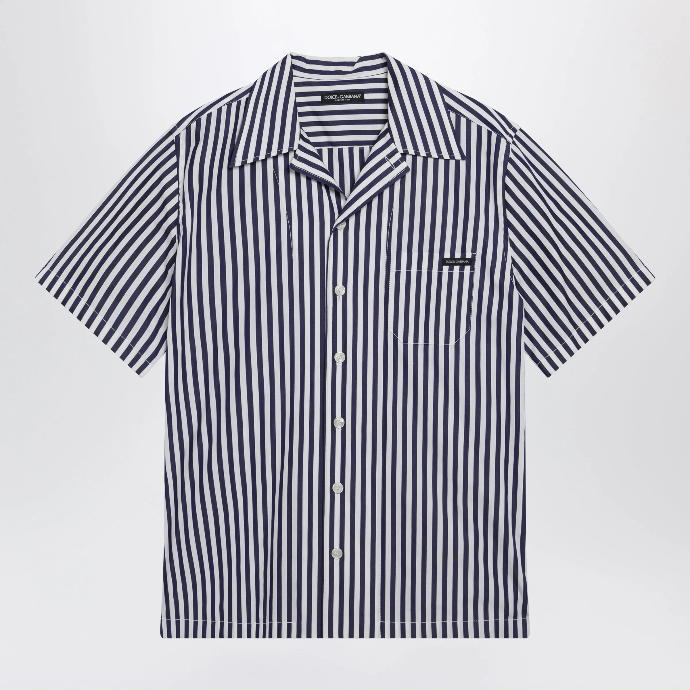 Hawaii Collar Striped Poplin Shirt In Multicolor sold by Wanan Luxury