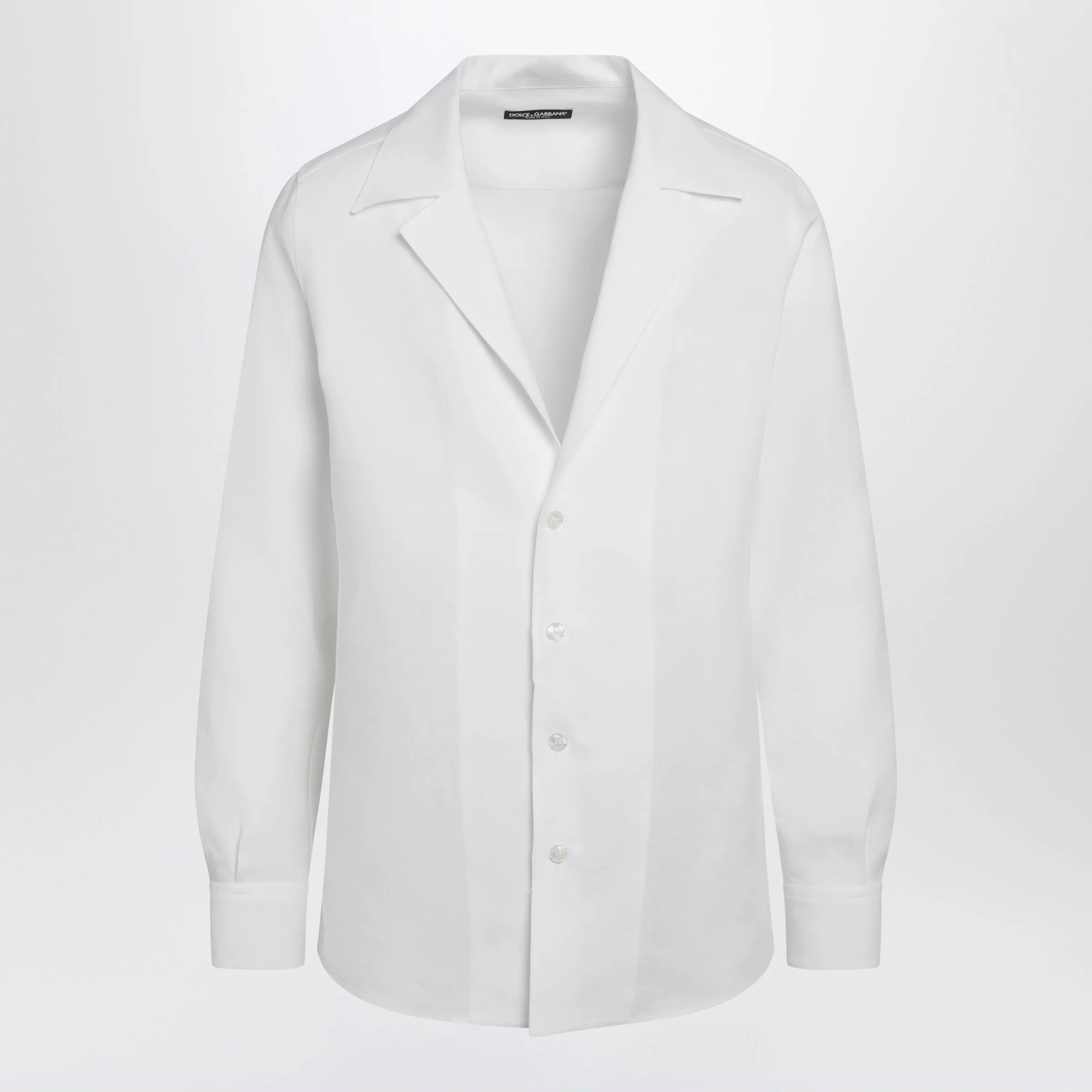 Long-Sleeve V-Neck Linen Shirt In Optical White sold by Wanan Luxury