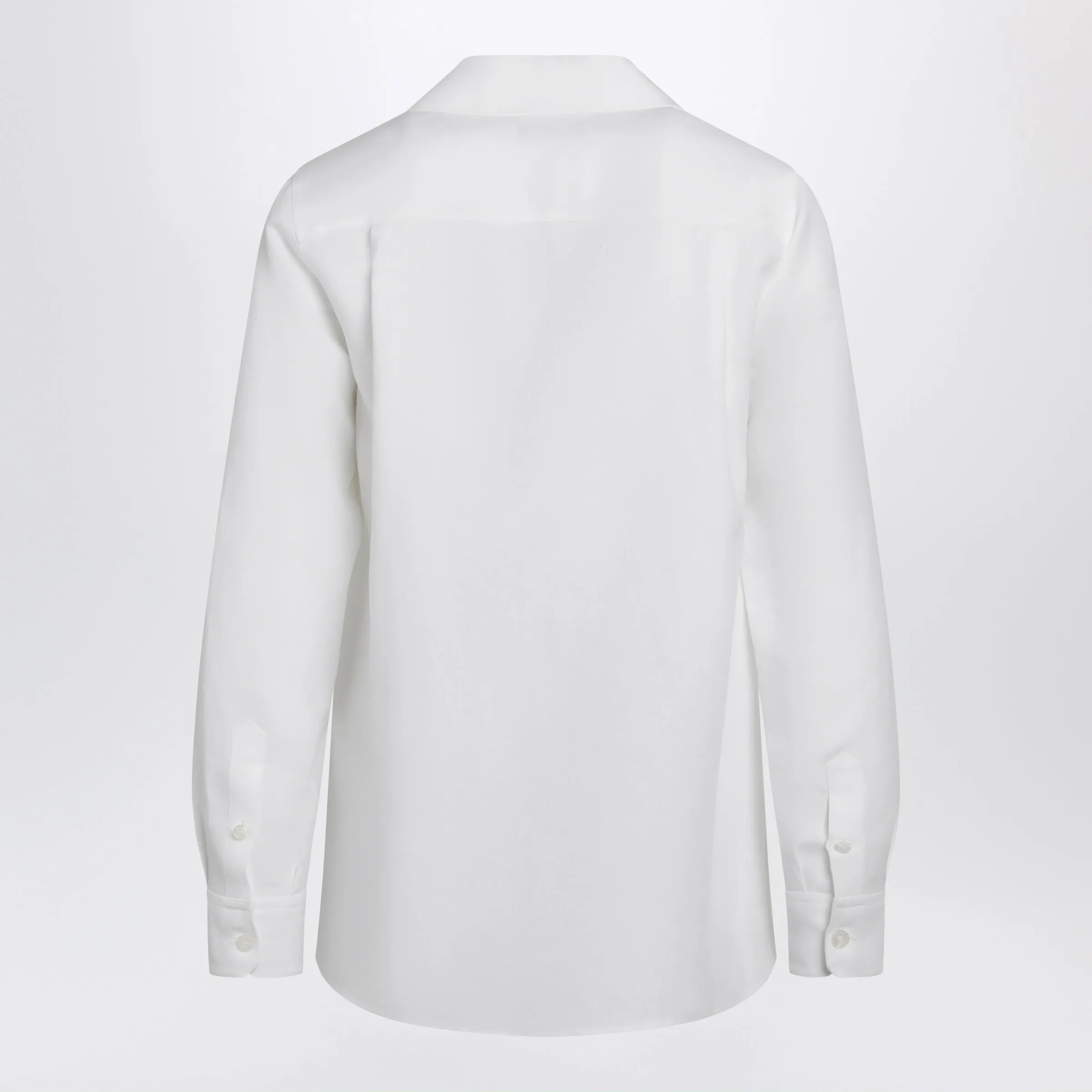 Long-Sleeve V-Neck Linen Shirt In Optical White sold by Wanan Luxury product image thumbnail 2
