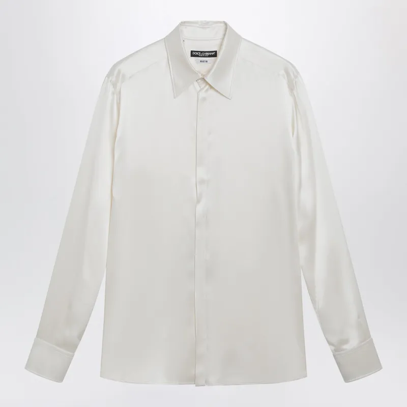 Martini Silk Satin Shirt In White made by Dolce & Gabanna