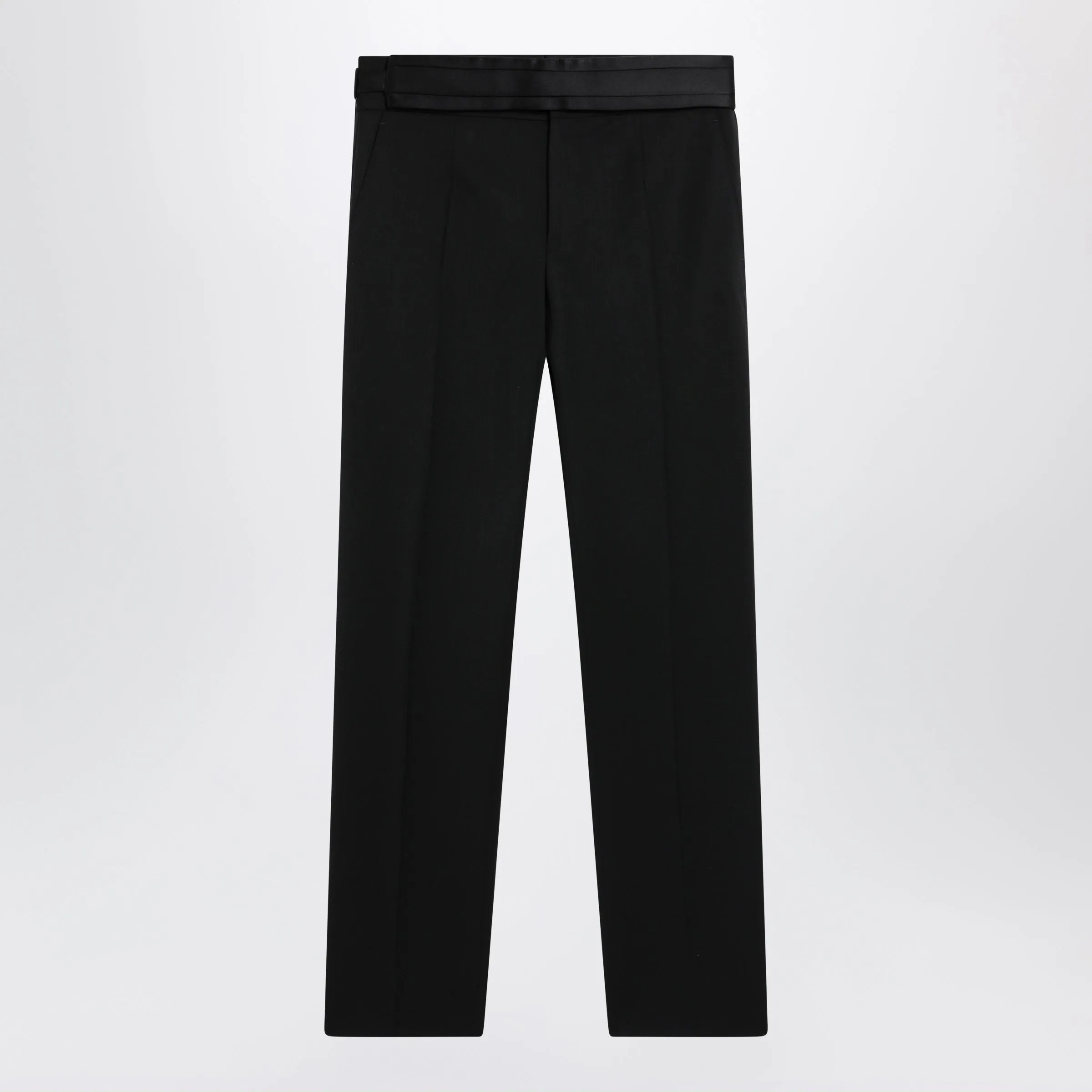 Black Wool And Silk Tuxedo Trousers sold by Wanan Luxury