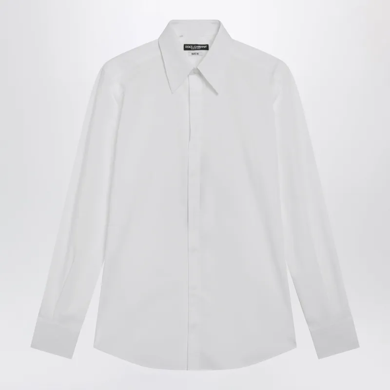 Martini Cotton Shirt In Optical White made by Dolce & Gabanna
