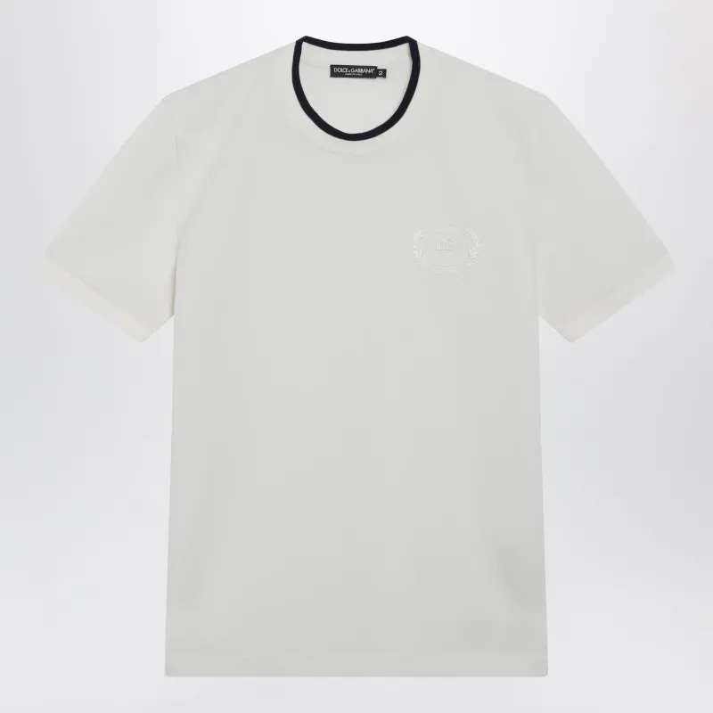 White Technical Piqué Cotton T-Shirt With Embroidery made by Dolce & Gabanna