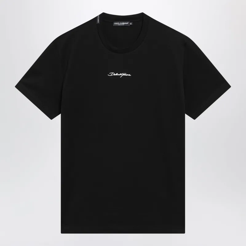 Black Cotton T-Shirt With Logo made by Dolce & Gabanna