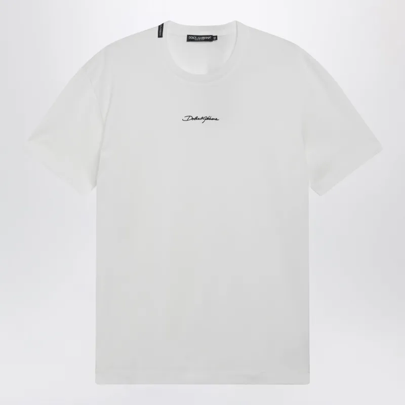 White Cotton T-Shirt With Logo made by Dolce & Gabanna