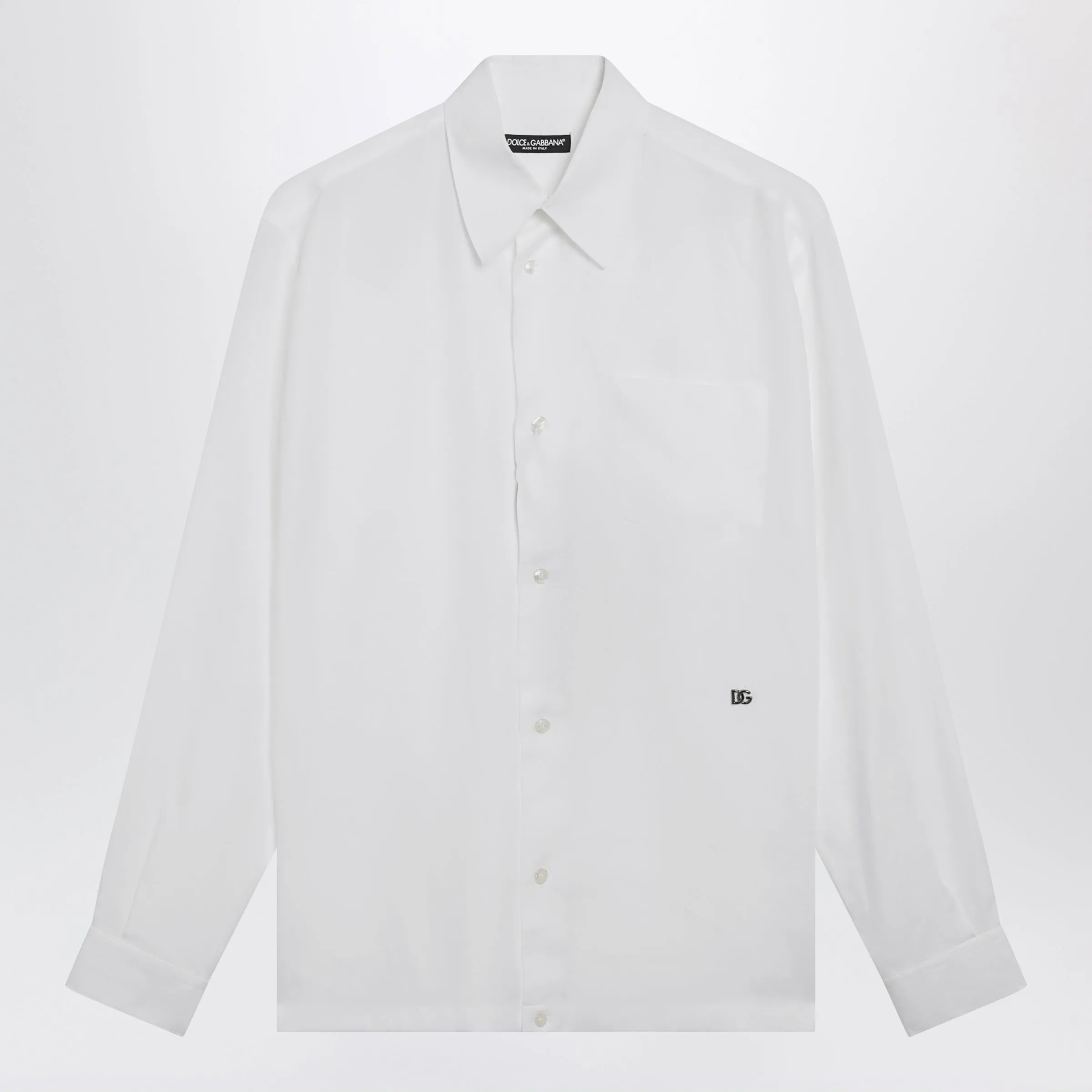 Hawaii-Fit Linen Shirt With Dg Hardware, Optic White sold by Wanan Luxury