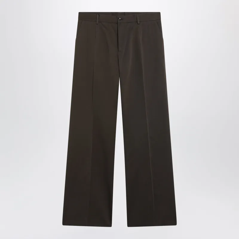 Tailored Cotton Trousers In Brown made by Dolce & Gabanna