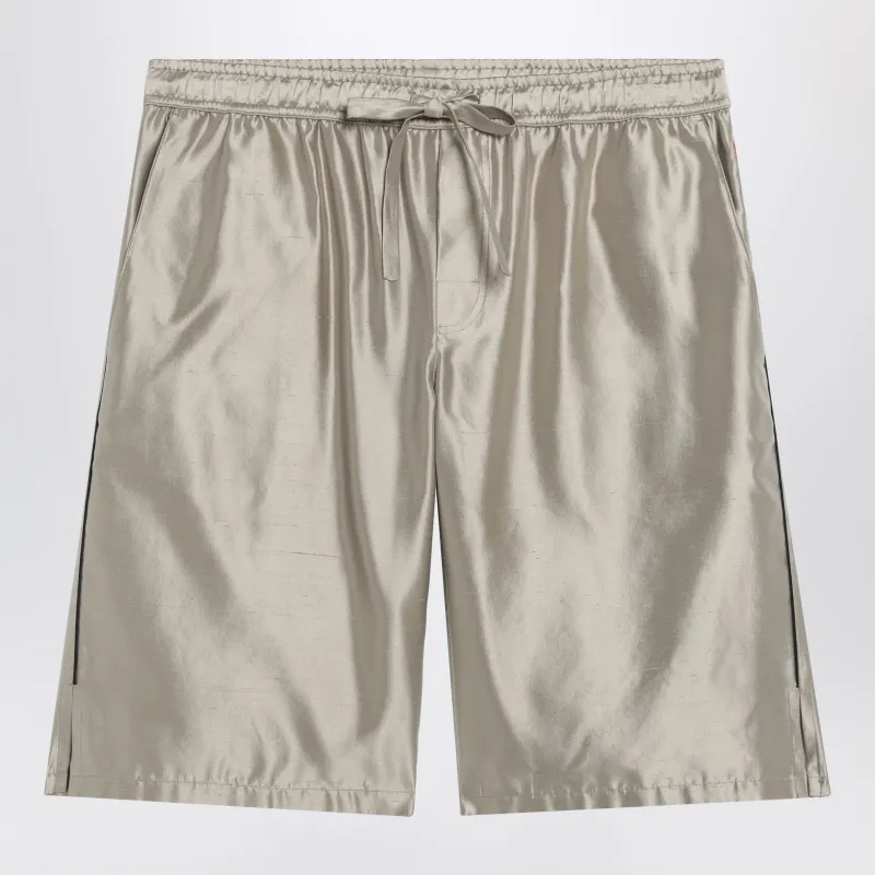 Bermuda Shorts In Beige Silk Satin made by Dolce & Gabanna