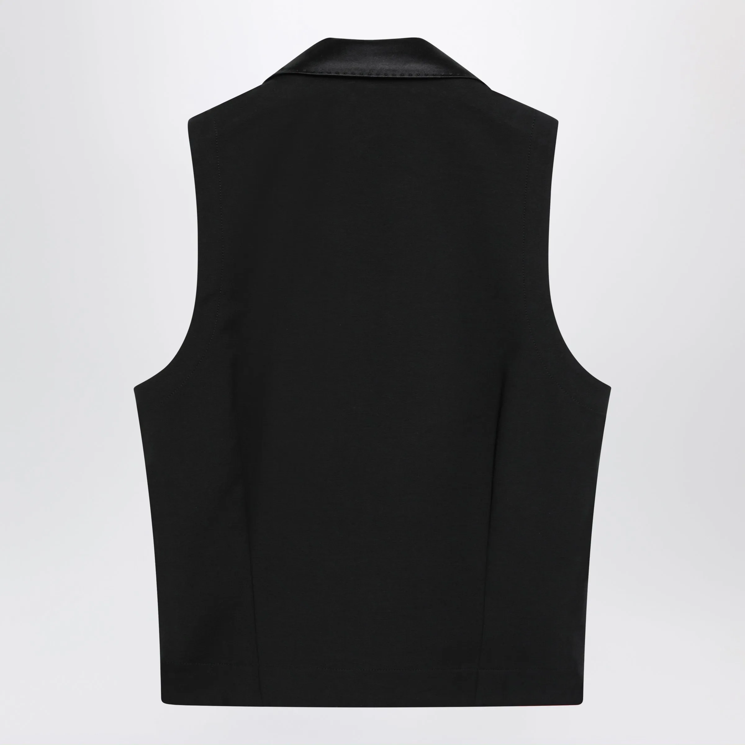 Single-Breasted Wool Gabardine Waistcoat In Black sold by Wanan Luxury product image thumbnail 2