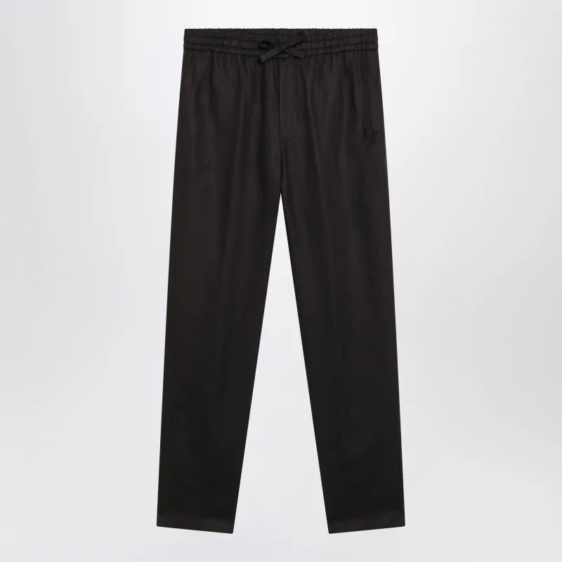 Drawstring Trousers In Brown Cotton made by Dolce & Gabanna