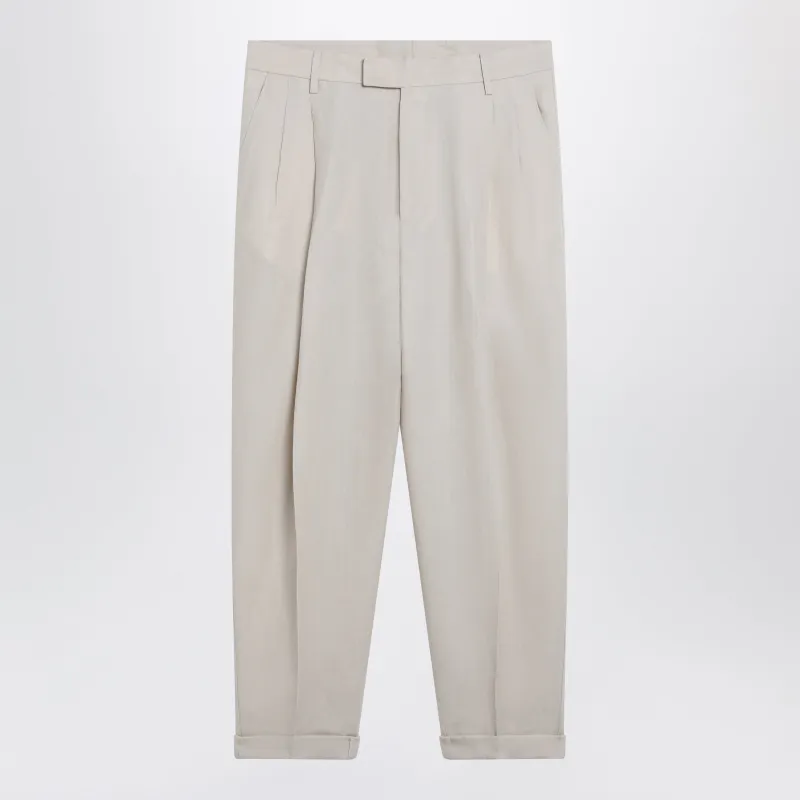 Beige Linen Canvas Trousers made by Dolce & Gabanna
