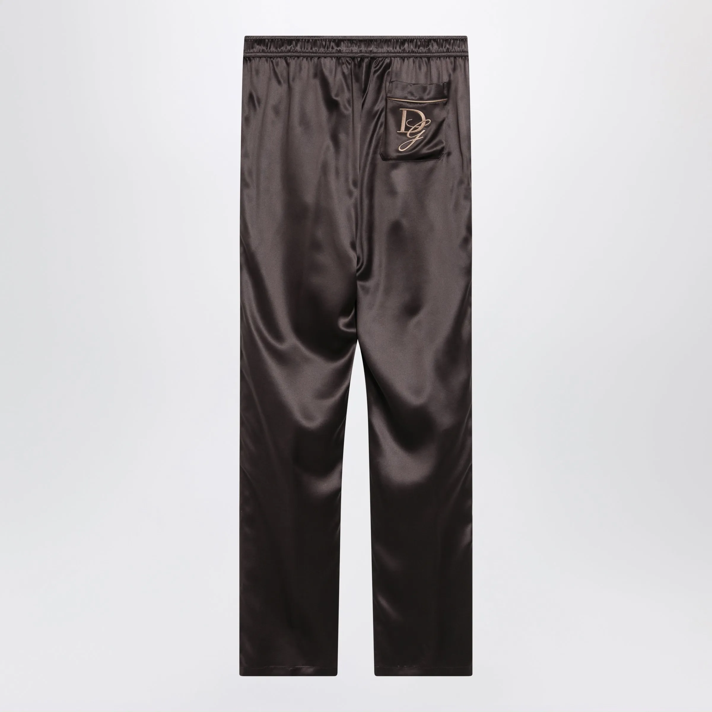 Silk Pajama Trousers With Embroidered Logo, Brown/Grey sold by Wanan Luxury product image thumbnail 2