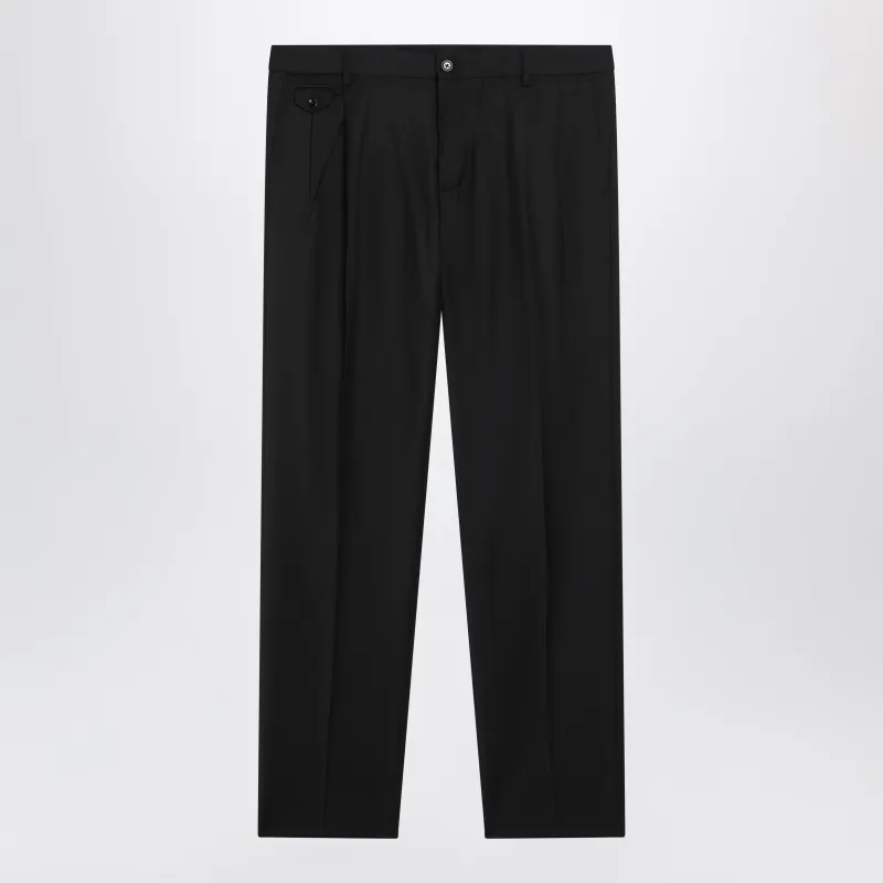Tapered Pleated Wool-Blend Trousers In Black made by Dolce & Gabanna
