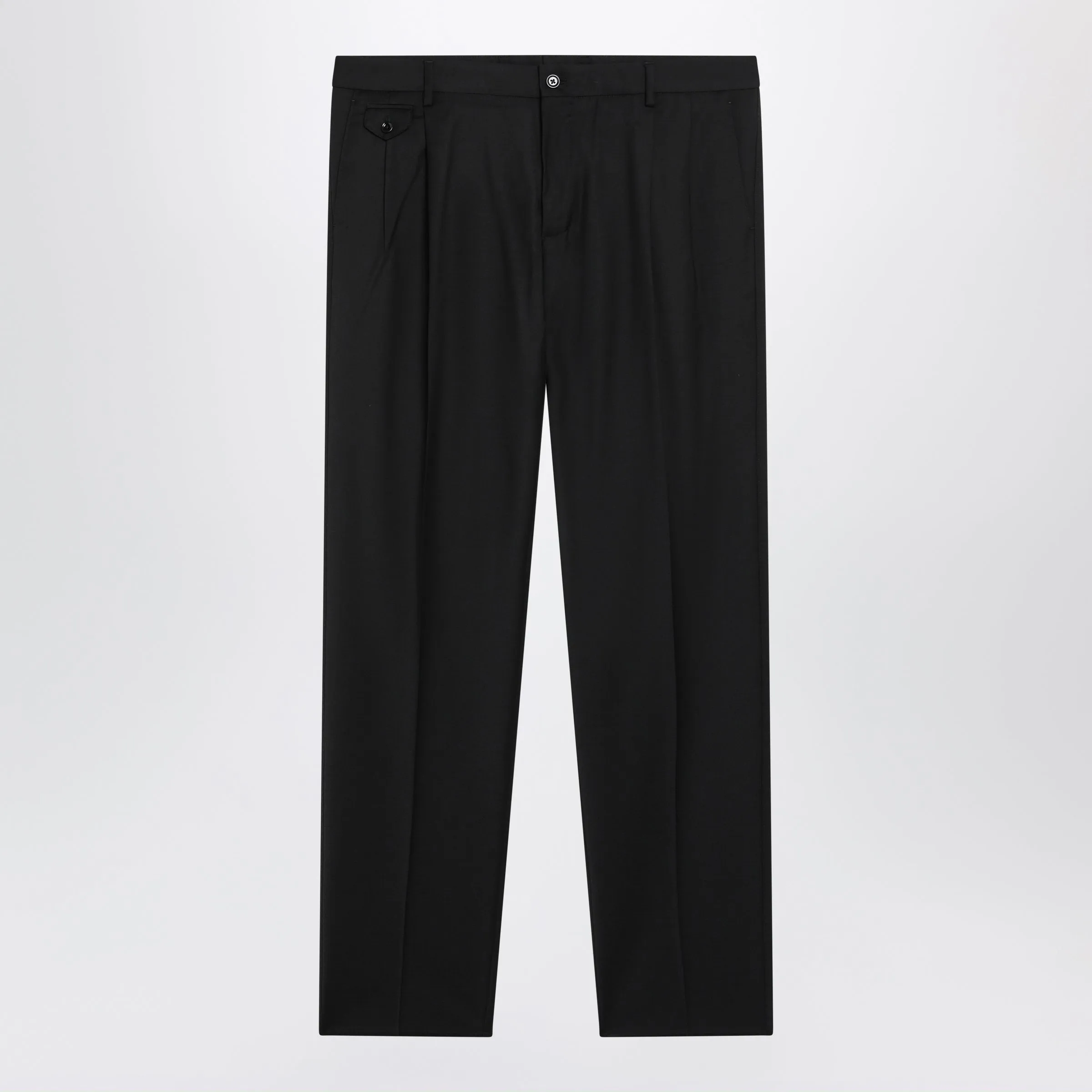 Tapered Pleated Wool-Blend Trousers In Black sold by Wanan Luxury