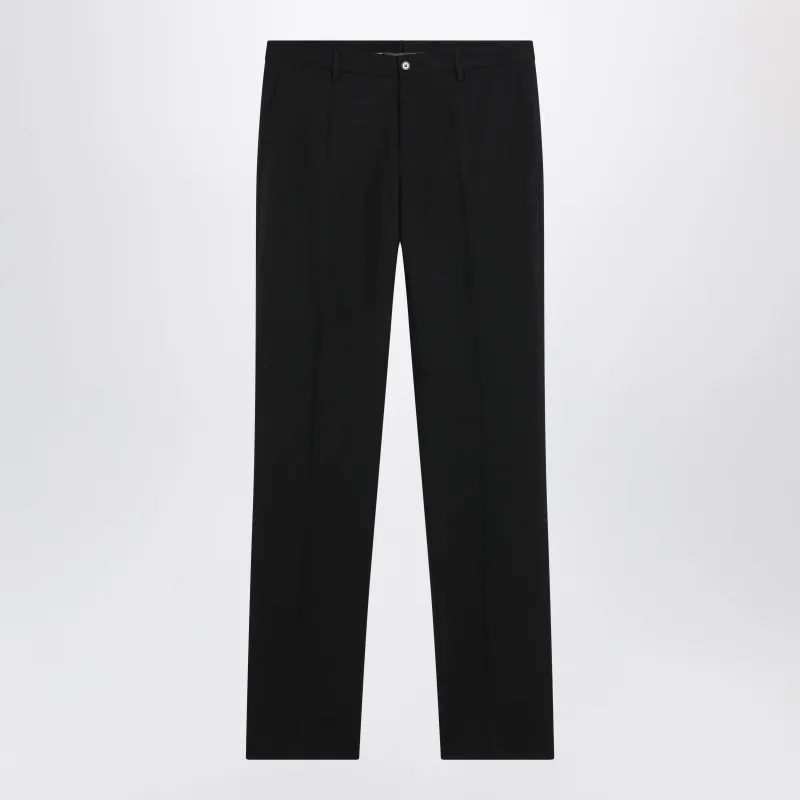 Tailored Stretch Wool Trousers In Black made by Dolce & Gabanna