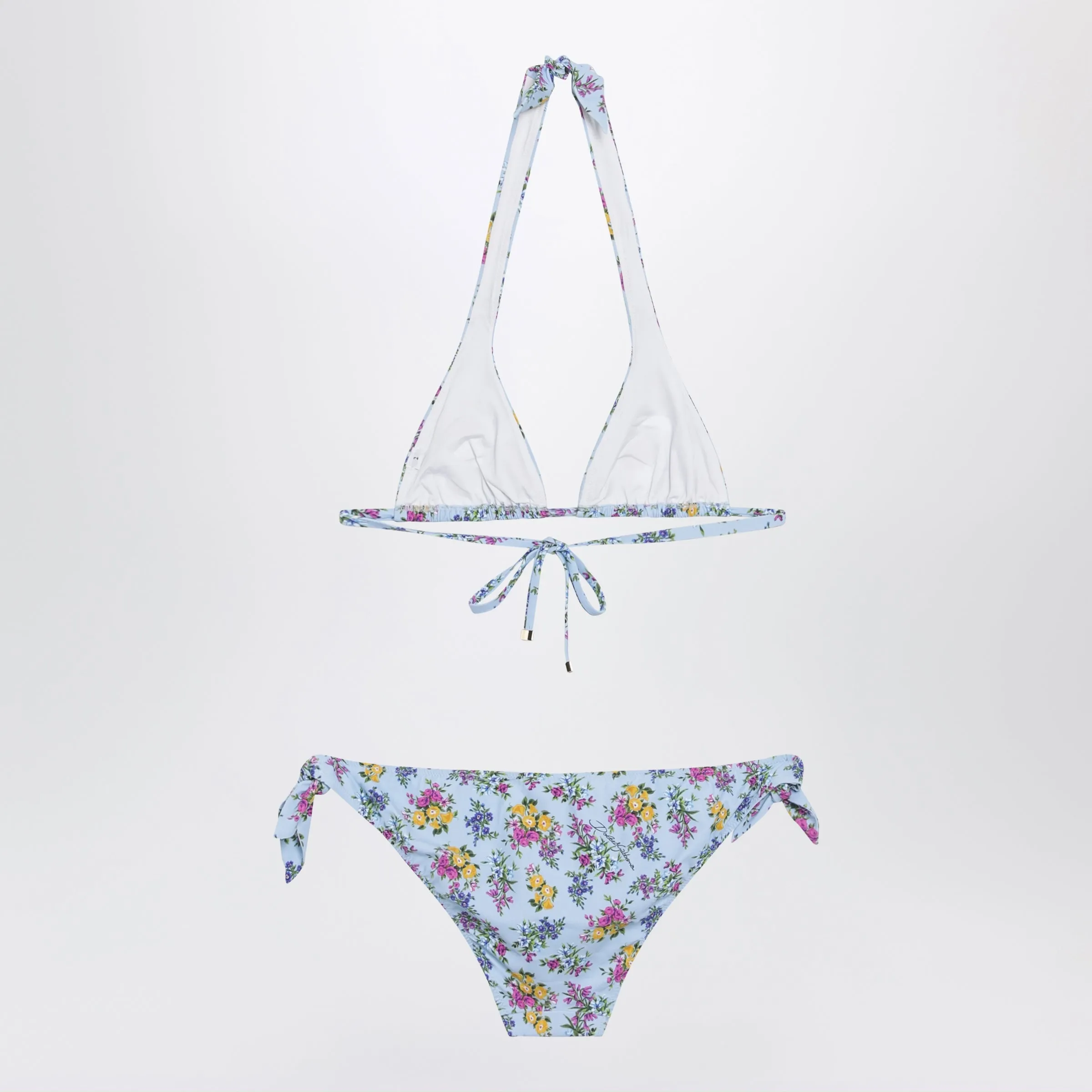Sliding Triangle Bikini With Floral Print In Light Blue sold by Wanan Luxury product image thumbnail 2