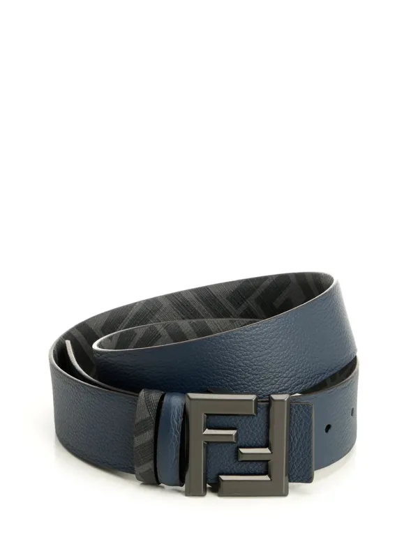Squared Ff Reversible Belt Belts Blue made by Fendi