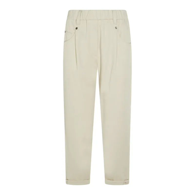 Trousers Latte D'Avena made by Brunello Cucinelli