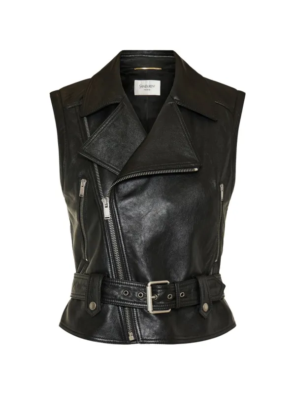 Leather Biker Vest made by Yves Saint Laurent