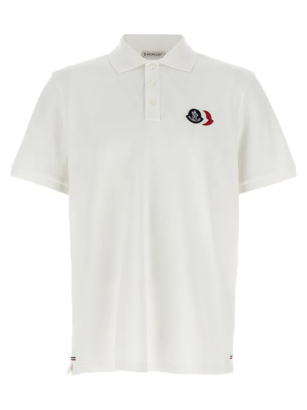 Tricolor Logo Patch Shirt Polo White made by Moncler