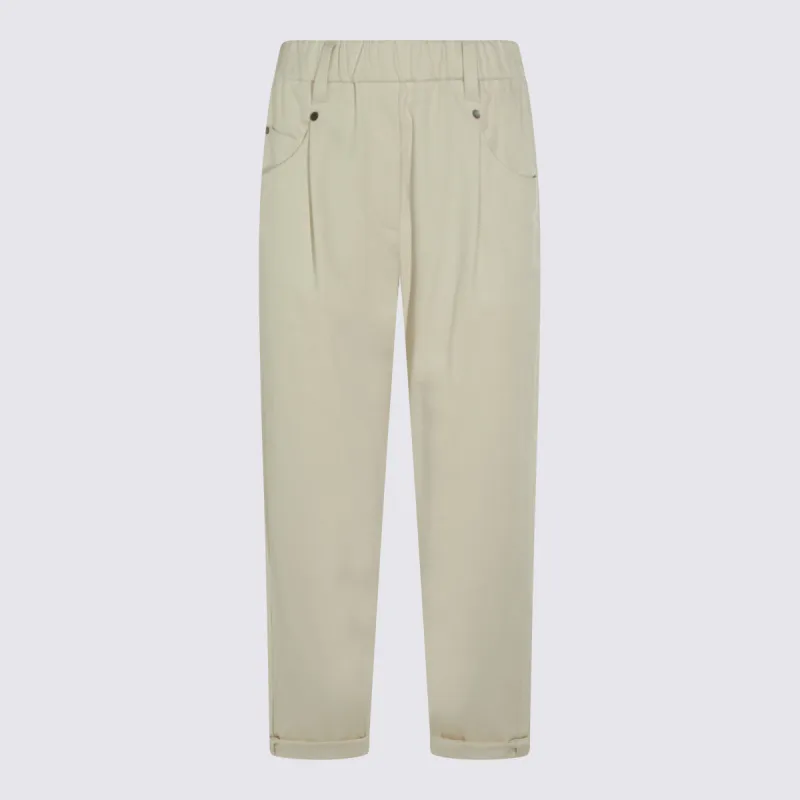 Trousers Latte D'Avena made by Brunello Cucinelli