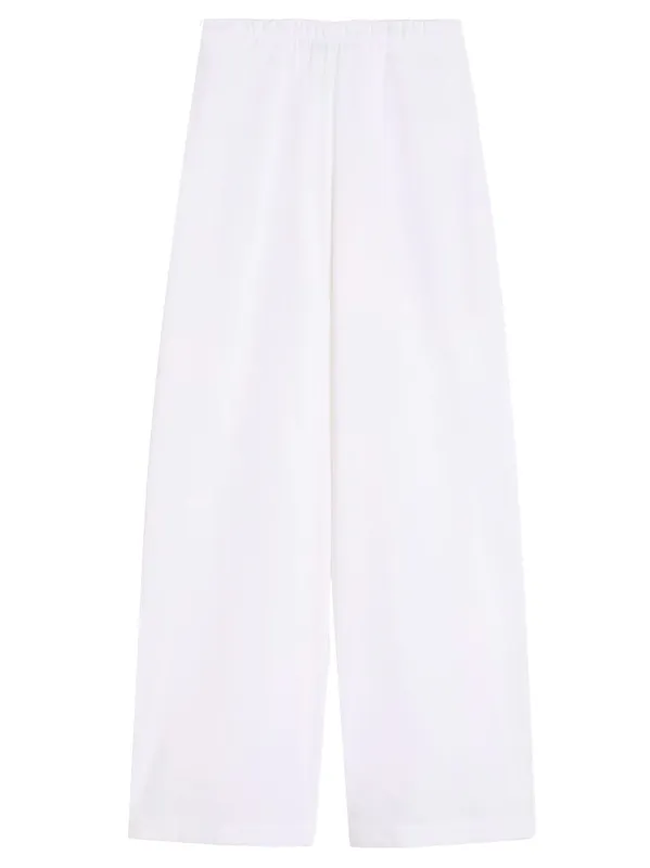Linen And Viscose Canvas Trousers - Optic White made by MaxMara