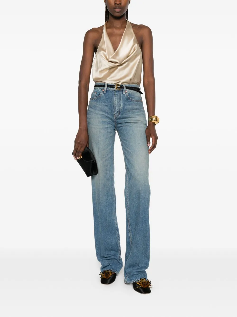 Denim Cotton Flared Jeans sold by Wanan Luxury product image thumbnail 4