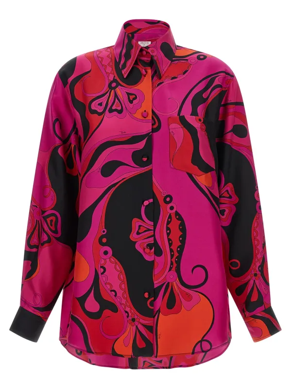 Patterned Silk Shirt Shirt And Blouse Fuchsia made by Emilio Pucci