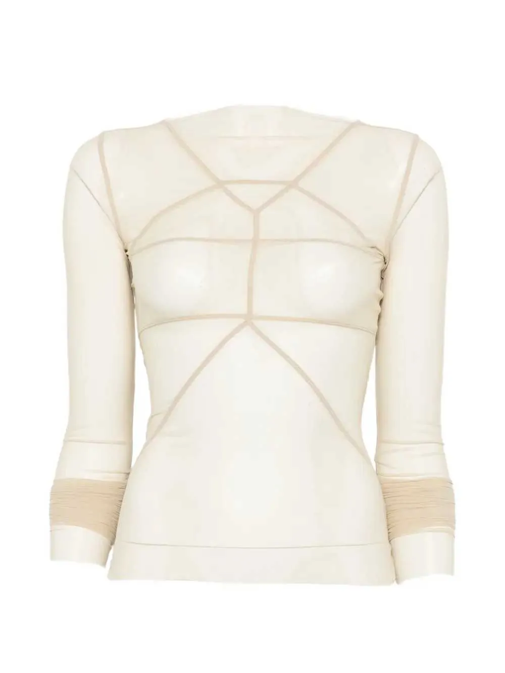 Long-Sleeved Top With Sheer Panels At The Temples sold by Wanan Luxury